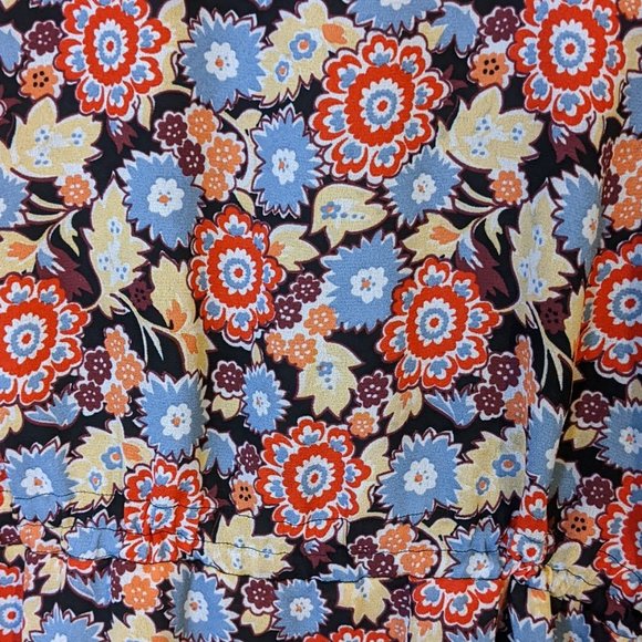 BCBGeneration Multi-Color 3/4 Sleeve Tie Waist Floral Boho Hi-Lo Dress - size L - Picture 6 of 8